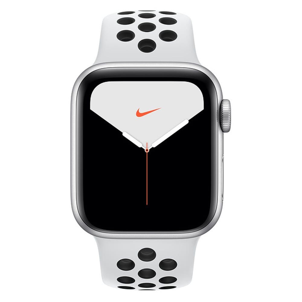 Apple Watch Series 5 GPS + Cellular 44mm Silver Aluminum Case with Nike Sport Band - Pure Platinum/Black Pre order