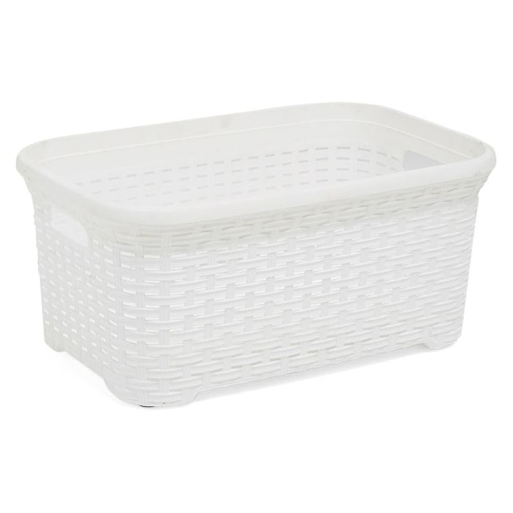 Dunya Rattan Laundry Basket White 35 Litres