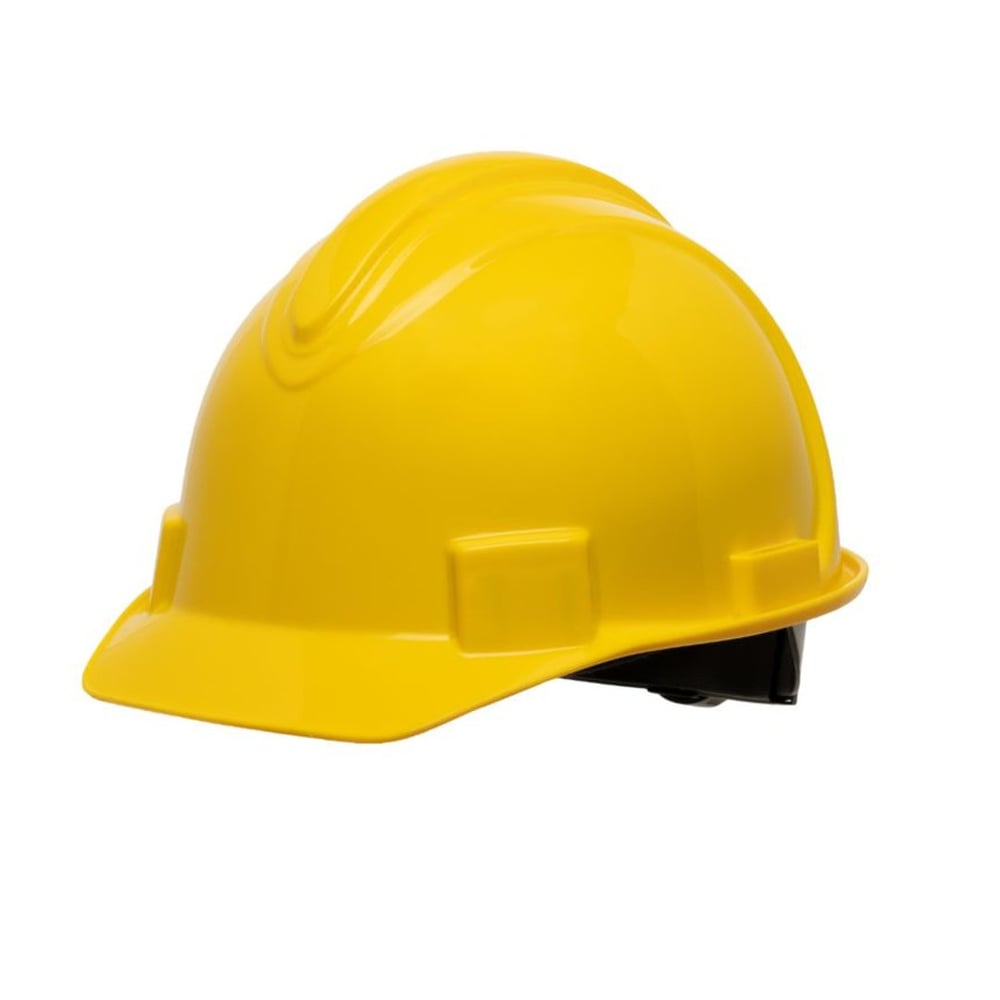 Honeywell North Short Brim Safety Helmet / Hard Hat Non-vented, 4 Point Ratchet Suspension - Yellow