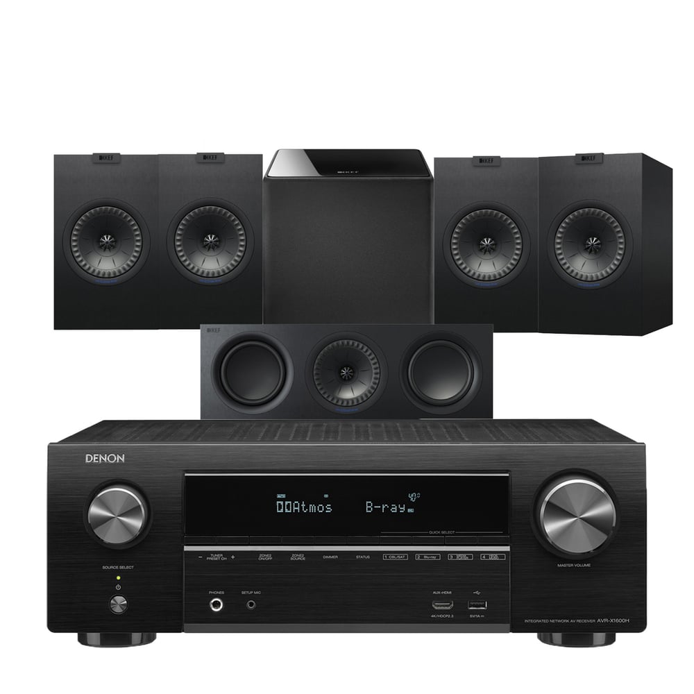 Denon Avr -1600h Av Amplifier Kef Q150 Av 5.1 Speaker Pack Black