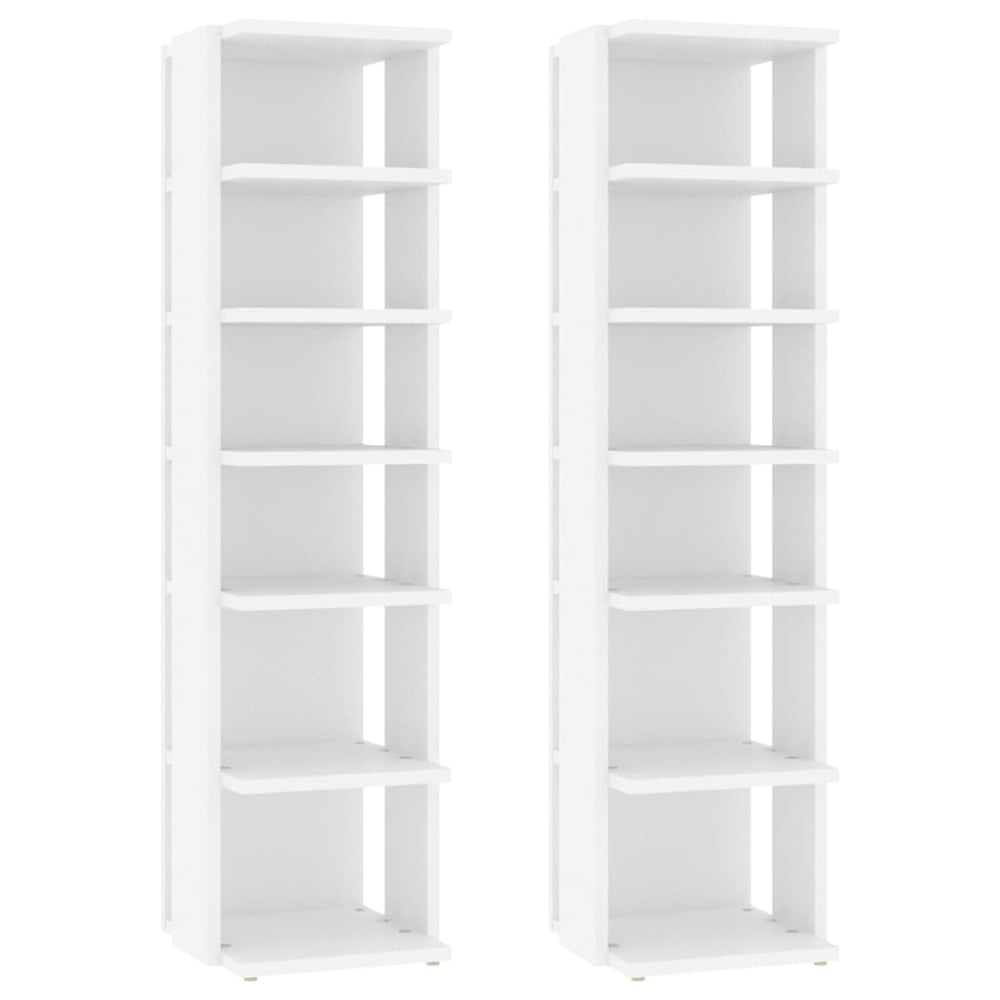 Vidaxl Shoe Cabinets 2 Pcs White 25x27x102 Cm Engineered Wood