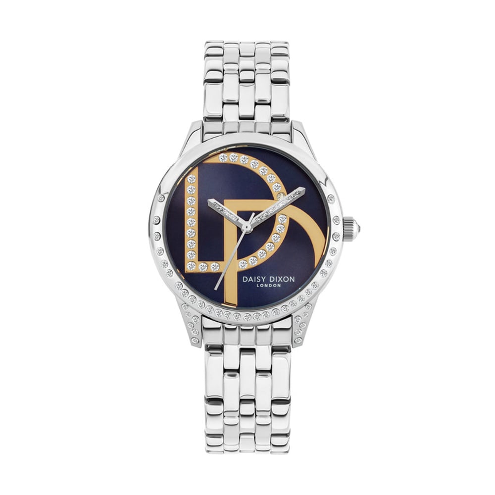 Daisy Dixon London Lily #10 Women's Analogue Quartz Watch With Blue Sunray Dial And Silver And Gold Plated Bracelet - D105sm Daisy Dixon London Lily #10 Women's Analogue Quartz Watch With Blue Sunray Dial And Silver And Gold Plated Bracelet - D105sm