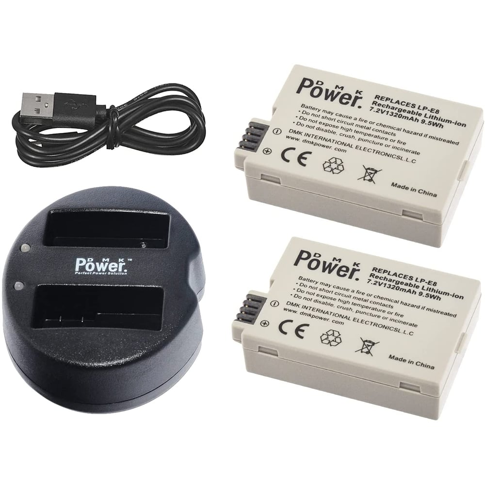 Dmk Power Lp-e8 Replacement Battery 2pack 1320mah Batteries With Battery Charger Kit (tc-usb2) Dmk Power Lp-e8 Replacement Battery 2pack 1320mah Batteries With Battery Charger Kit (tc-usb2)