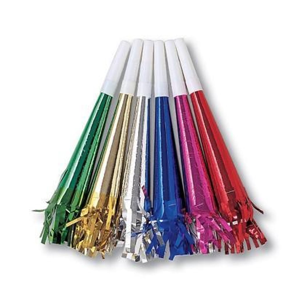 Unique- Color Foil Horn With Fringe Assorted 8pcs