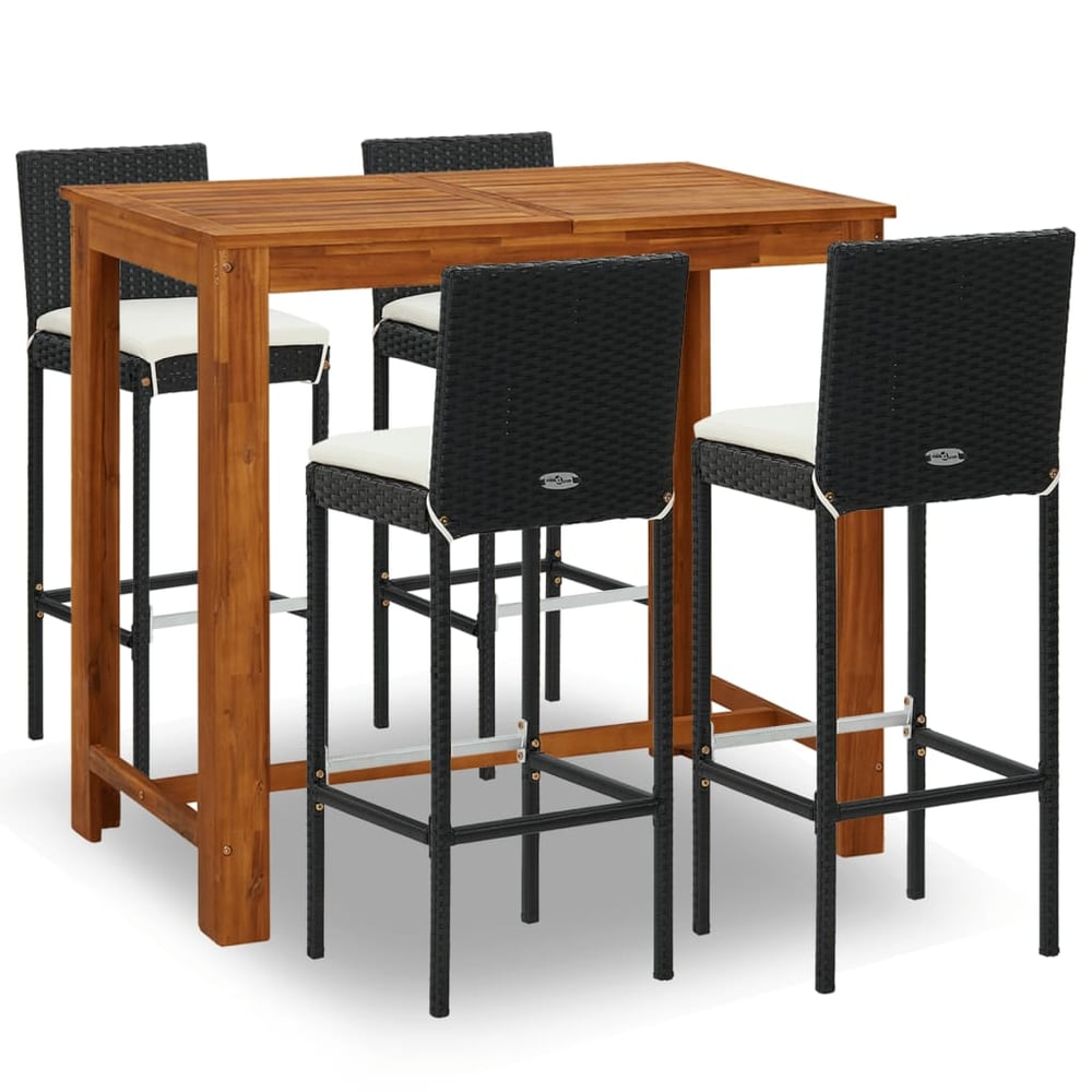 vidaXL 5 Piece Garden Bar Set with Cushions Black vidaXL 5 Piece Garden Bar Set with Cushions Black