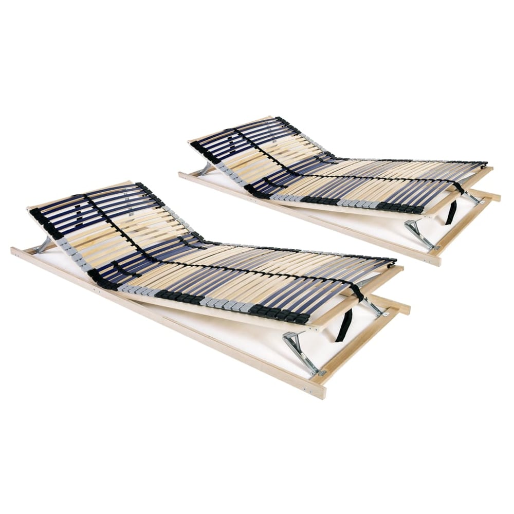 vidaXL Slatted Bed Bases 2 pcs with 42 Slats 7 Zones 90x200 cm