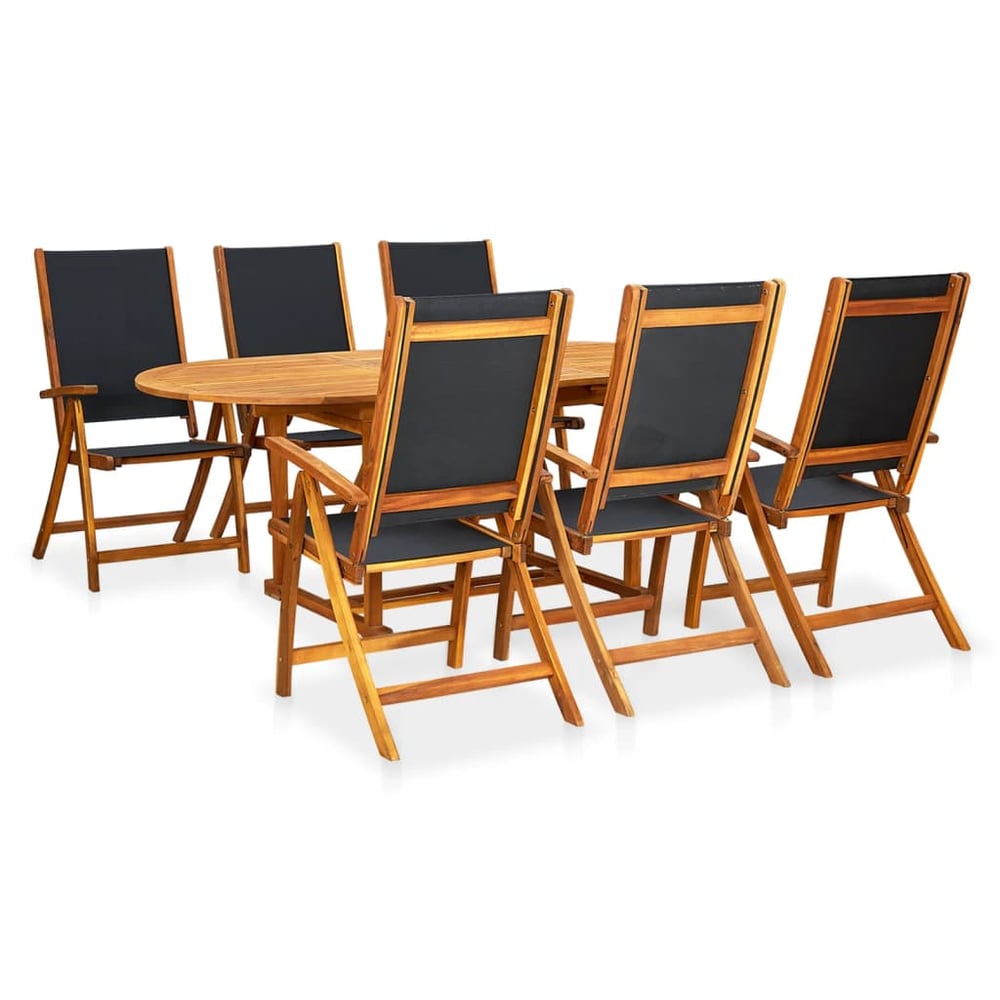 vidaXL 7 Piece Outdoor Dining Set Solid Acacia Wood vidaXL 7 Piece Outdoor Dining Set Solid Acacia Wood