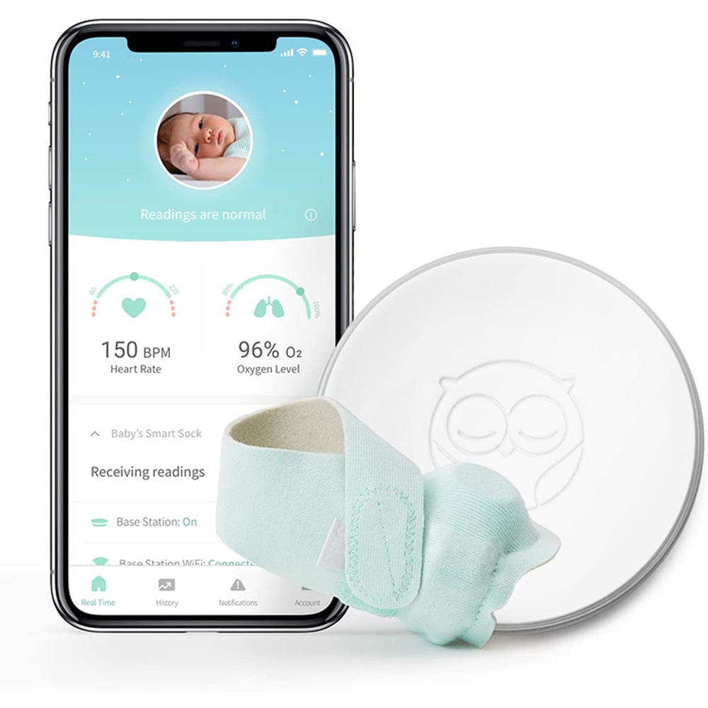 Owlet Smart Sock 2 Baby Oxygen Level And Heart Rate Monitor - Green/white