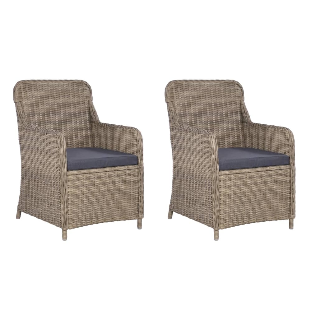 Vidaxl Outdoor Chairs With Cushions 2 Pcs Poly Rattan Brown
