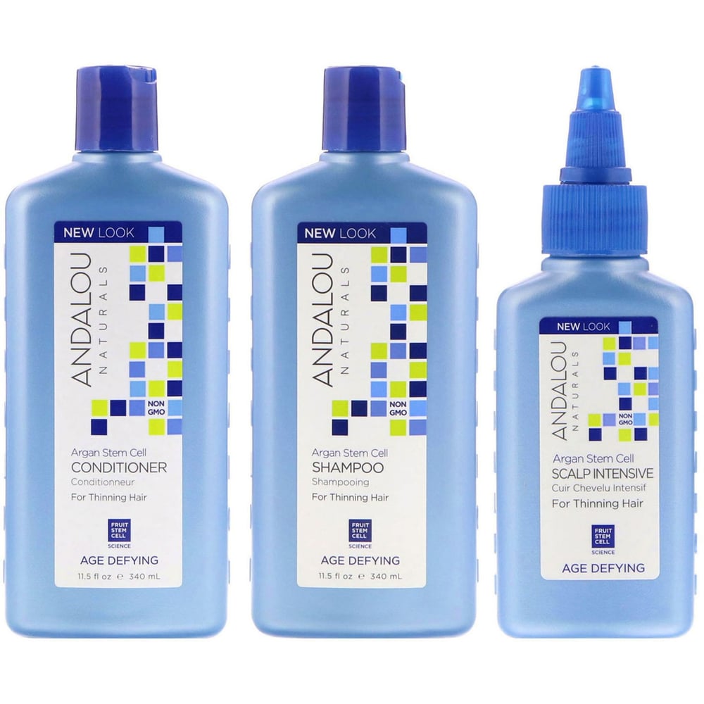 Andalou Age Defying Hair Treatment System 3 Pieces (argan Stem Cell Age Defying Shampoo , Argan Stem Cell Age Defying Conditioner & Argan Stem Cell Age Defying Scalp Intensive)