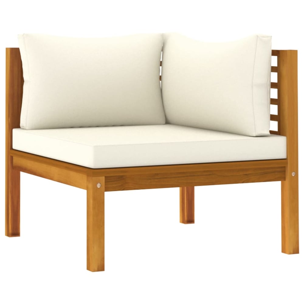 Vidaxl Sectional Corner Sofa With Cream White Cushion Acacia Wood Vidaxl Sectional Corner Sofa With Cream White Cushion Acacia Wood