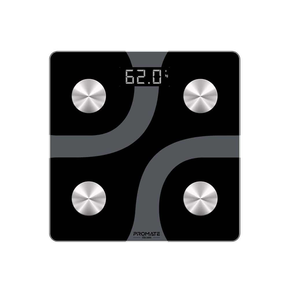 Promate Bluetooth Body Fat Scale with Smartphone App for Body Weight/Muscle Mass/BMI/BMR, iScale Blk Promate Bluetooth Body Fat Scale with Smartphone App for Body Weight/Muscle Mass/BMI/BMR, iScale Blk
