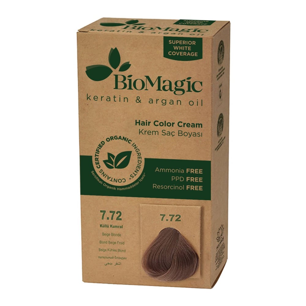 Biomagic Keratin & Argan Oil Hair Color Cream 7/72 Beige Blonde Biomagic Keratin & Argan Oil Hair Color Cream 7/72 Beige Blonde