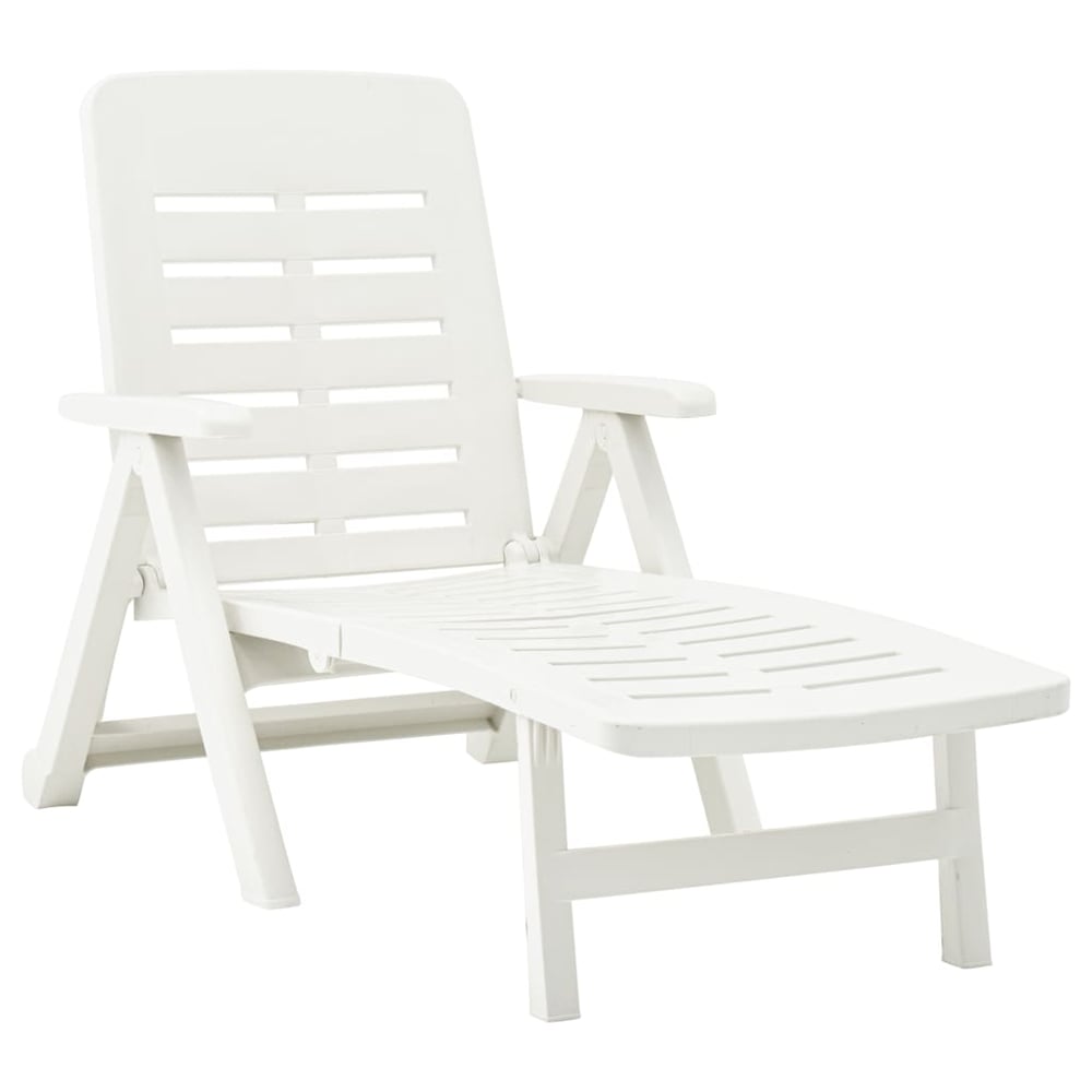 vidaXL Folding Sun Lounger Plastic White