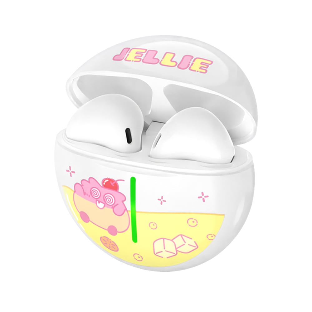 Jellie Monster True Wireless Earphones, Bluetooth, Portable, Adorable Characters, Suitable for both Adults and Children - H01 (Jellie/White)