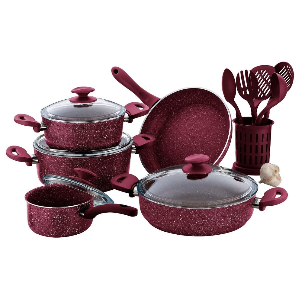 RoyalFord Granite Cookware Set Turkey Pink 15pcs RoyalFord Granite Cookware Set Turkey Pink 15pcs