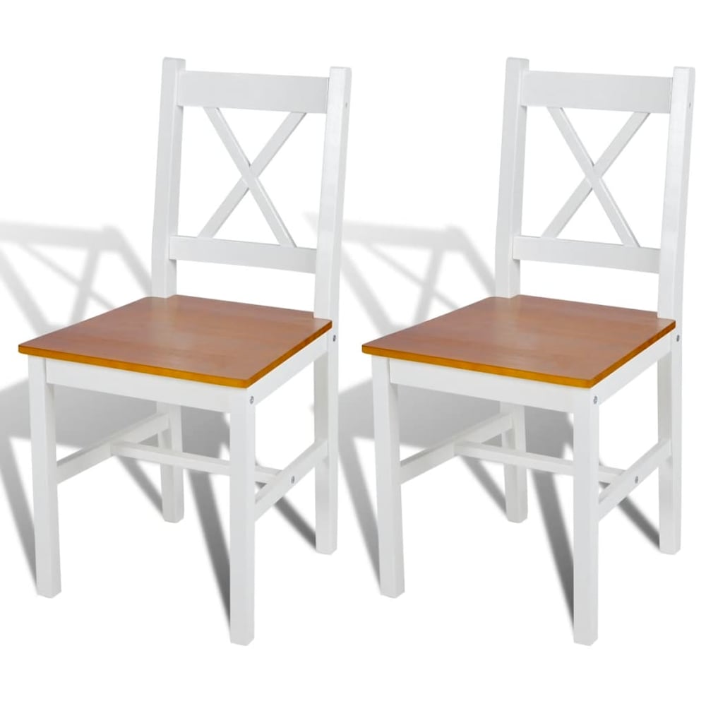 vidaXL Dining Chairs 2 pcs White Pinewood vidaXL Dining Chairs 2 pcs White Pinewood