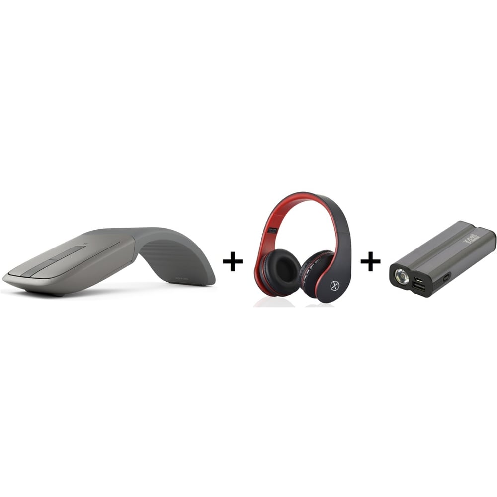 Microsoft 7MP00014 Arc Touch Bluetooth Mouse+Xcell BHS500 Stereo Headset+PC5200T PowerBank