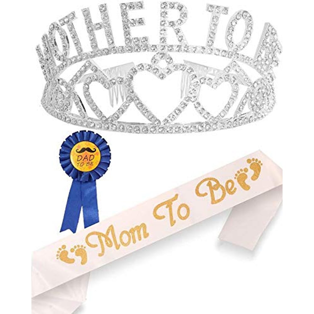 MEANT2TOBE Baby Shower Decoration, Mother To Be Tiara Crown, Baby Shower Gifts, Mom To Be Sash, Dad To Be Pin, Baby Shower Party Favors Decorations Gift Boy Or Girl, Gender Reveals Party Gifts, Great For New Mom MEANT2TOBE Baby Shower Decoration, Mother To Be Tiara Crown, Baby Shower Gifts, Mom To Be Sash, Dad To Be Pin, Baby Shower Party Favors Decorations Gift Boy Or Girl, Gender Reveals Party Gifts, Great For New Mom