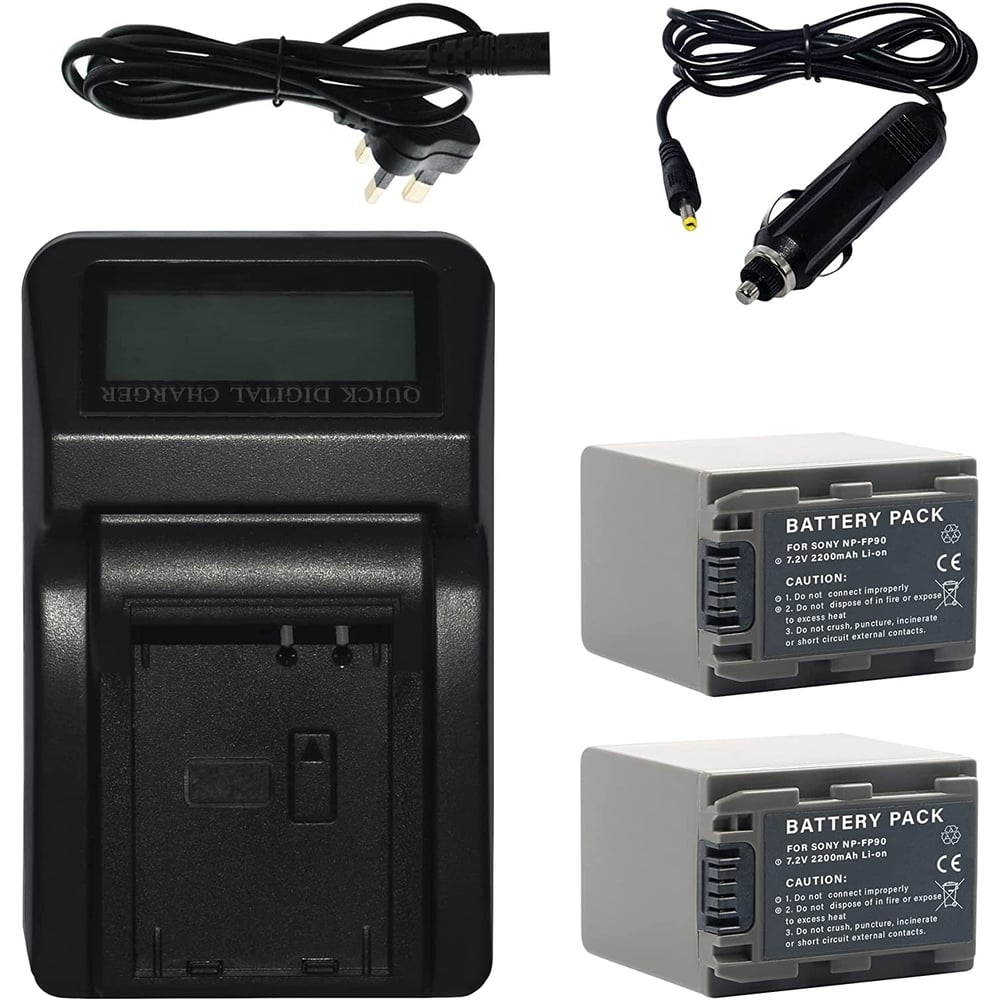 DMK Power NP-FP90 / NPFP90 (2200mAh) 2-Pack Replacement Battery and LCD Quick Rapid Battery Charger Compatible With Sony DCR-DVD203, DVD205, DVD305, DVD403, DVD405, DVD505, HC20, HC21, HC26, etc, DMK Power NP-FP90 / NPFP90 (2200mAh) 2-Pack Replacement Battery and LCD Quick Rapid Battery Charger Compatible With Sony DCR-DVD203, DVD205, DVD305, DVD403, DVD405, DVD505, HC20, HC21, HC26, etc,