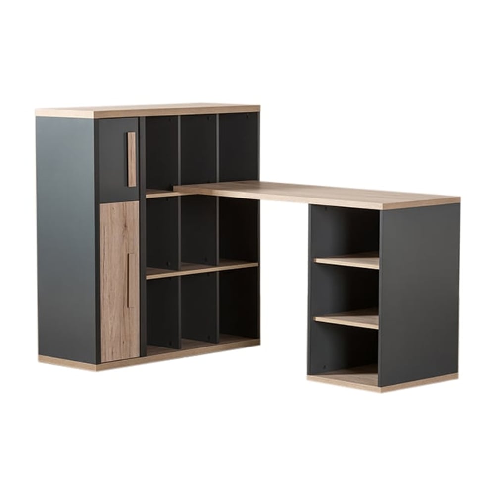 Asghar Furniture - Contemporary Study Desk - Black/Oak Asghar Furniture - Contemporary Study Desk - Black/Oak