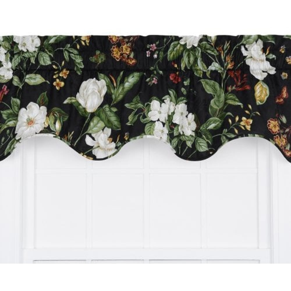 Ellis curtain garden images large scale floral print lined duchess filler valance, 50 by 15-inch, black Ellis curtain garden images large scale floral print lined duchess filler valance, 50 by 15-inch, black