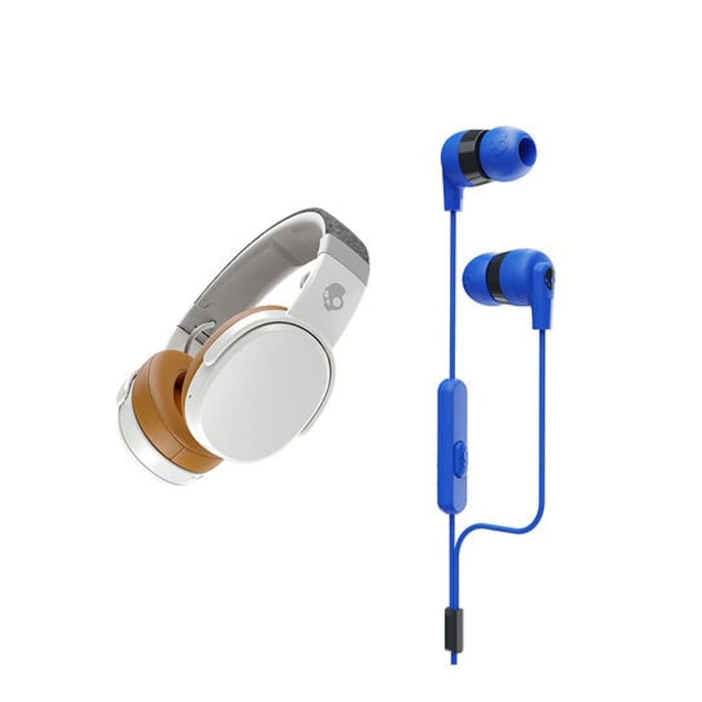 Skullcandy Crusher Wireless Over-ear Headphones With Free Inkd+ In-ear Wired Earphones And Microphone Gray/tan & Inkd+ Cobalt Blue Skullcandy Crusher Wireless Over-ear Headphones With Free Inkd+ In-ear Wired Earphones And Microphone Gray/tan & Inkd+ Cobalt Blue