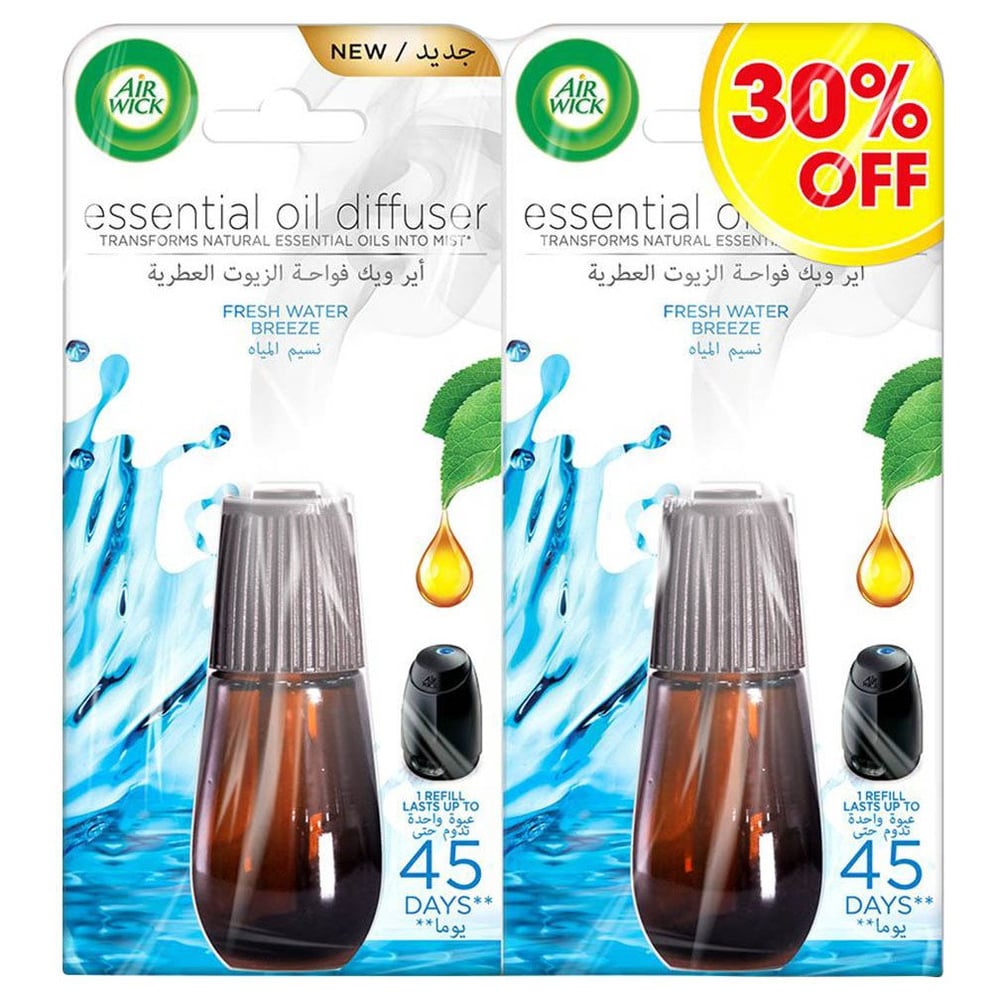 Airwick Air Freshner Essential Oil Diffuser Refill Fresh Water Breeze Twin Pack 30% Off
