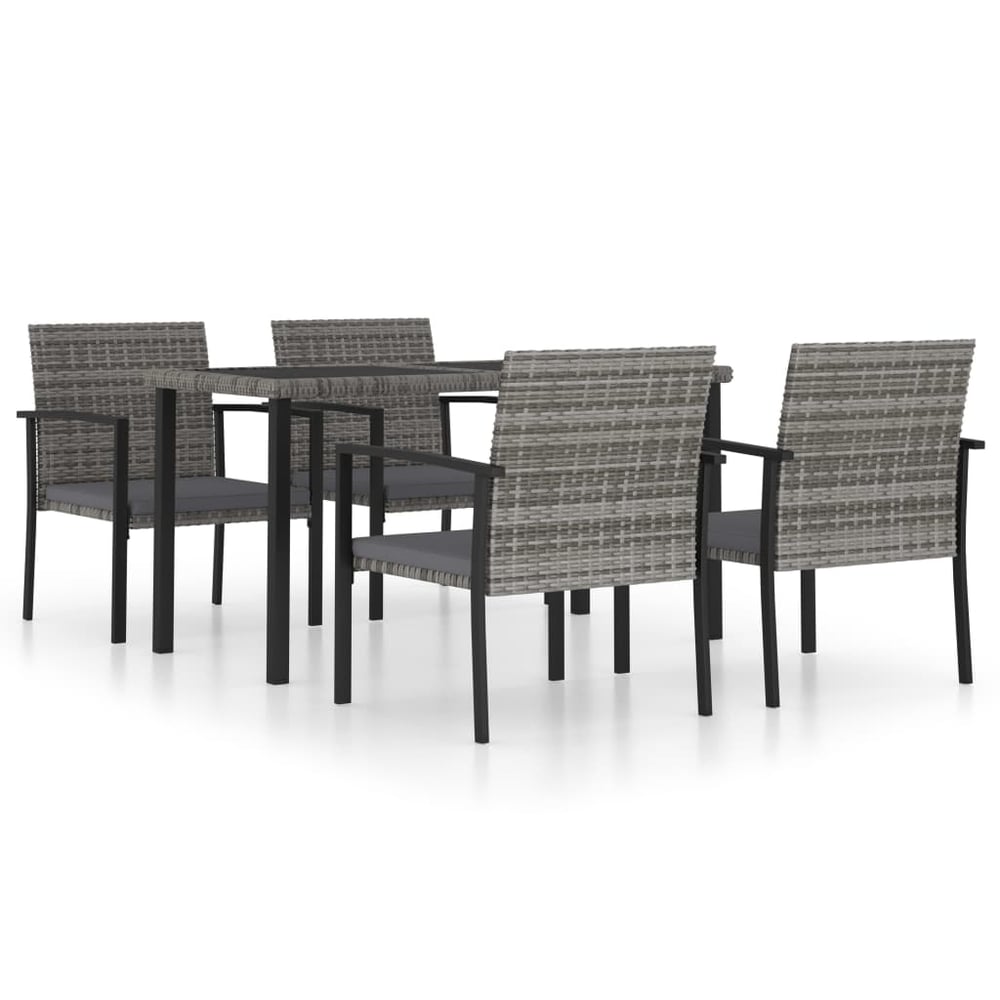 Vidaxl 5 Piece Garden Dining Set Poly Rattan Grey