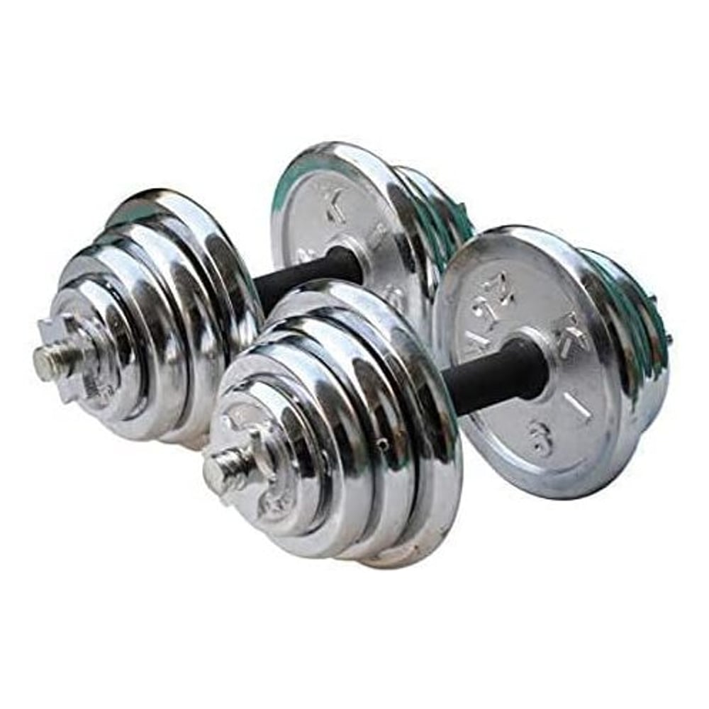 ULTIMAX 30 Kg Chrome Dumbbell Set Adjustable Dumbbells Barbell with Connector Options Each Other Convertible for Home Gym Office Exercise Fitness -Silver ULTIMAX 30 Kg Chrome Dumbbell Set Adjustable Dumbbells Barbell with Connector Options Each Other Convertible for Home Gym Office Exercise Fitness -Silver
