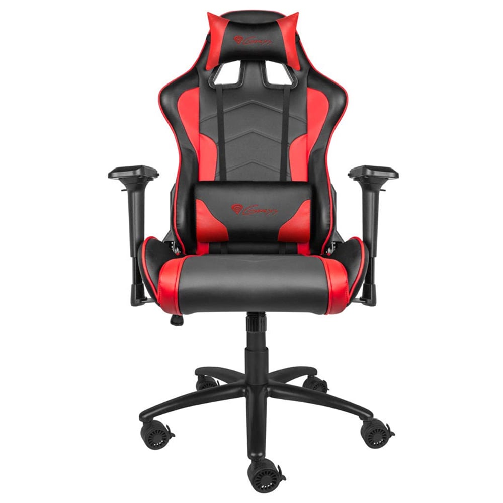 Genesis Gaming Chair Nitro 880 Executive Ergonomic Adjustable Swivel Task Chair with Headrest, Lumbar Support and 4D Armsets - Artificial leather - Black-Red