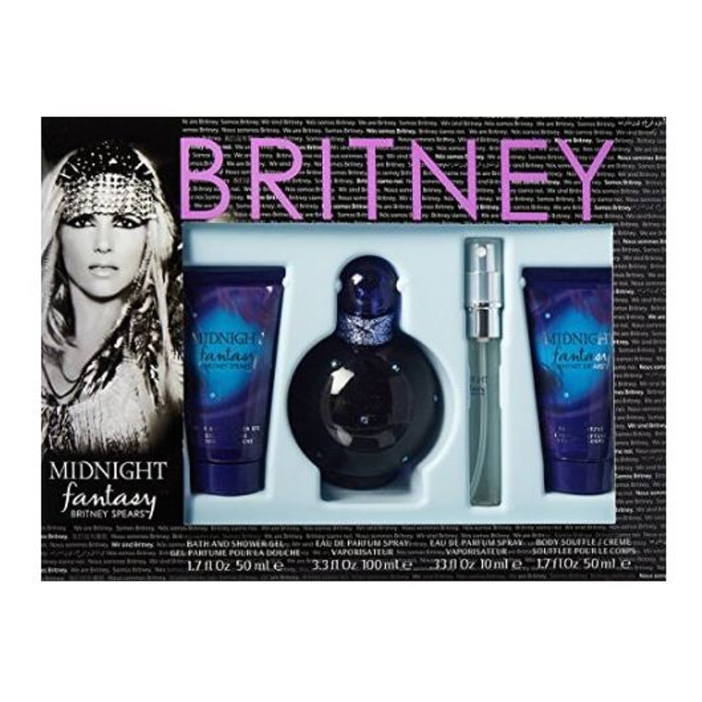 Britney Spears Midnight Fantasy Gift Set For Women (Britney Spears Midnight Fantasy 100ml EDP + Britney Spears Midnight Fantasy 10ml EDP + Body Souffle 50ml + Bath & Shower Gel 50ml)