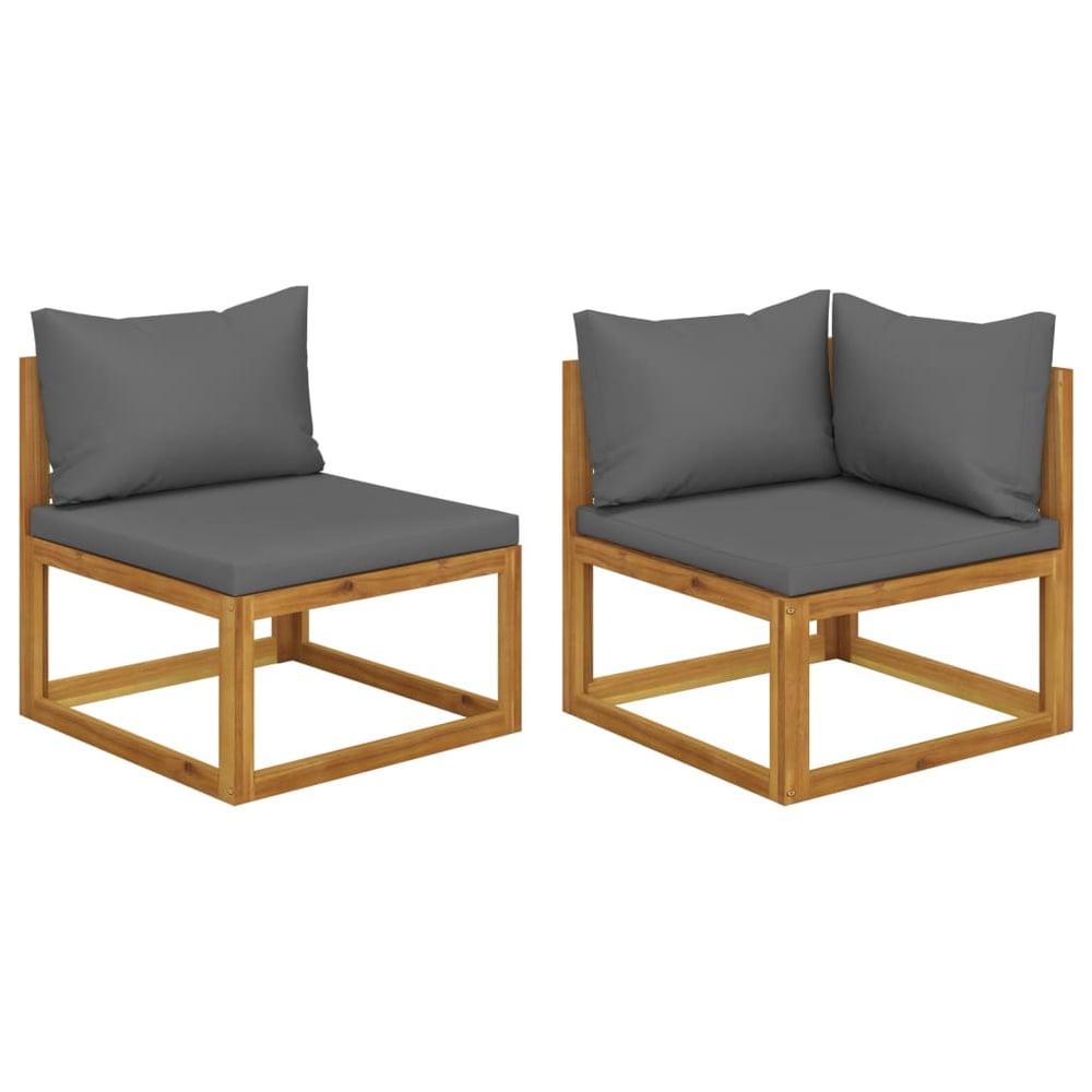 Vidaxl 2 Piece Sofa Set With Dark Grey Cushions Solid Acacia Wood Vidaxl 2 Piece Sofa Set With Dark Grey Cushions Solid Acacia Wood