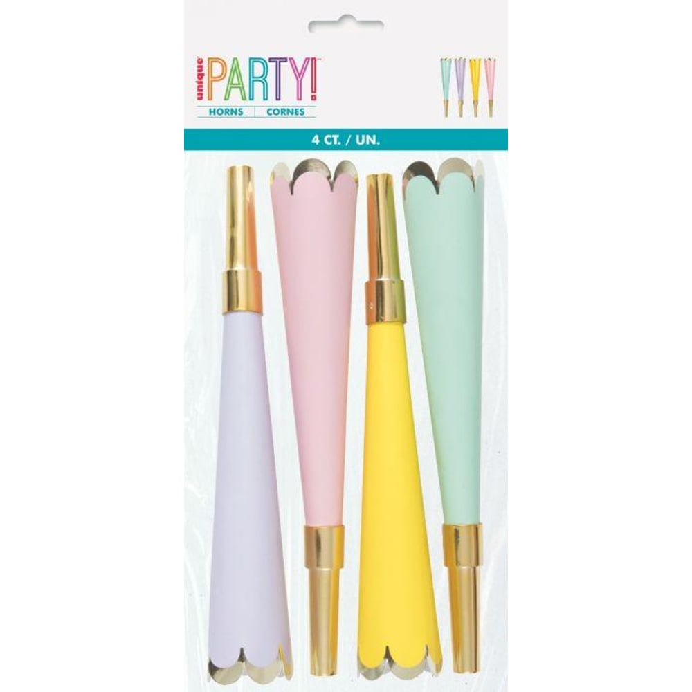 Unique- Colorful Foil Horn With Scalloped Edge 4pcs