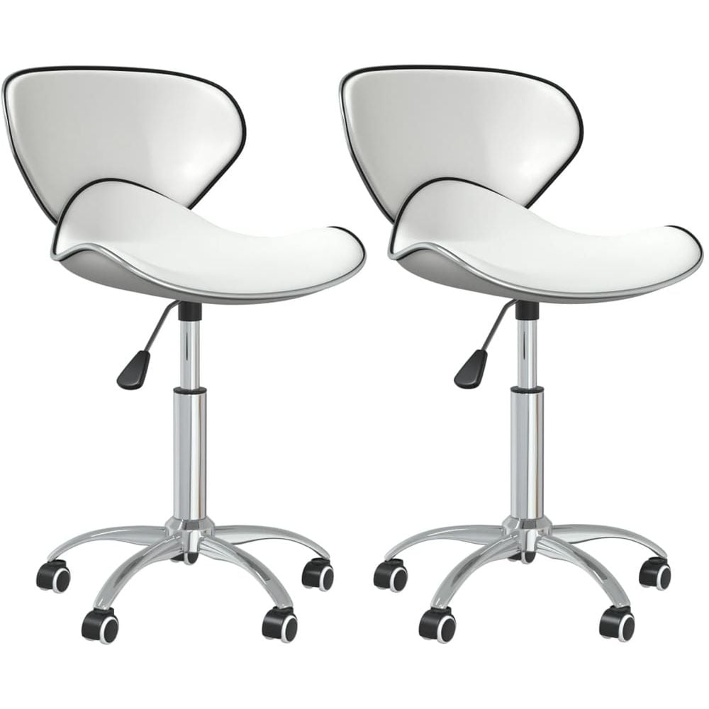 Vidaxl Swivel Dining Chairs 2 Pcs White Faux Leather Vidaxl Swivel Dining Chairs 2 Pcs White Faux Leather