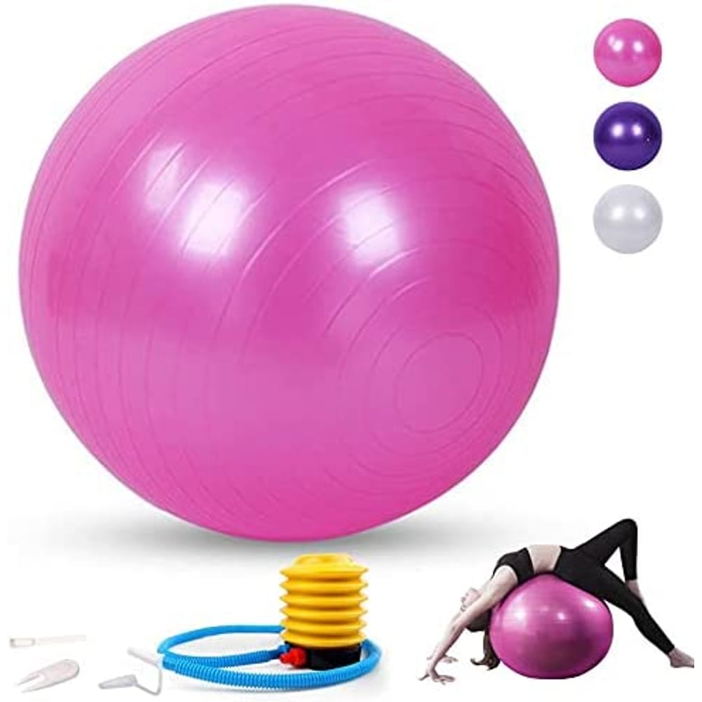 ULTIMAX Yoga Ball, Exercise Ball for Fitness, Balance & Birthing, Anti-Burst Professional Quality Stability, Design Balance Ball Pilates Core and Workout Ball with Quick Pump - 65 cm (Pink)