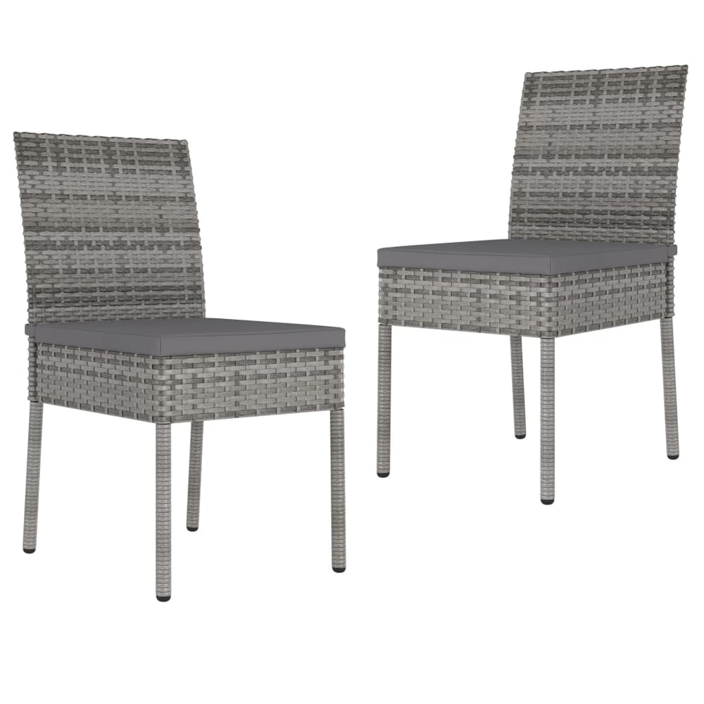 Vidaxl Garden Dining Chairs 2 Pcs Poly Rattan Grey Vidaxl Garden Dining Chairs 2 Pcs Poly Rattan Grey