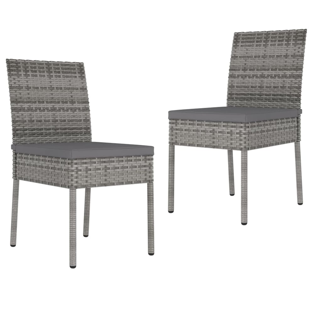 Vidaxl Garden Dining Chairs 2 Pcs Poly Rattan Grey