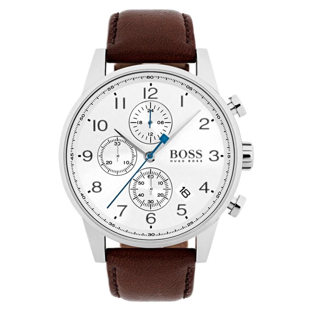 Hugo Boss Navigator Watch For Men with Brown Leather Strap Hugo Boss Navigator Watch For Men with Brown Leather Strap