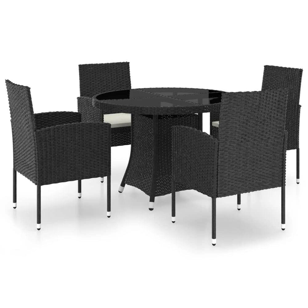 vidaXL 5 Piece Garden Dining Set Poly Rattan Black