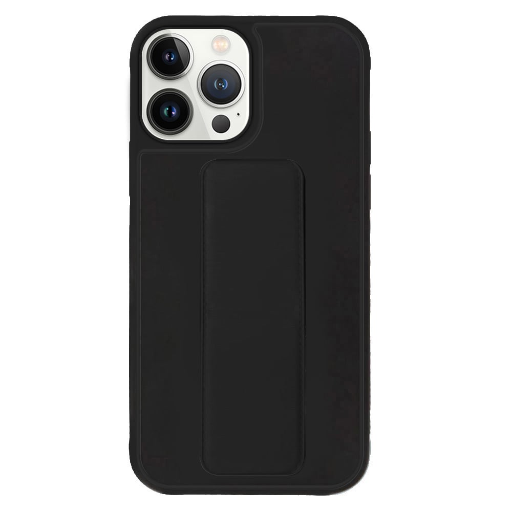 مارجون غطاء لهاتف أيفون 14 برو مع مسكة يد مغناطيسية قابلة للطي وحزام معصم وغطاء قبضة الإصبع 6.1 بوصة أسود