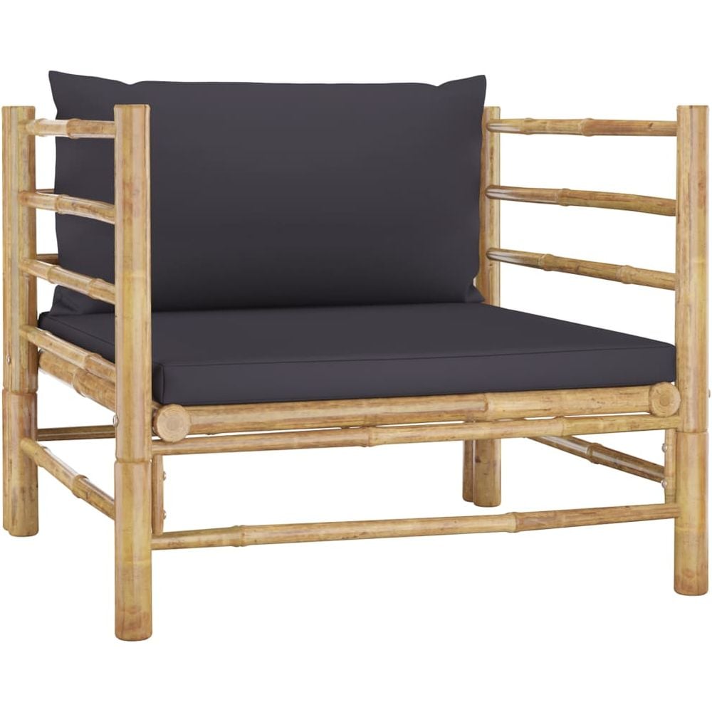 Vidaxl Garden Sofa With Dark Grey Cushions Bamboo