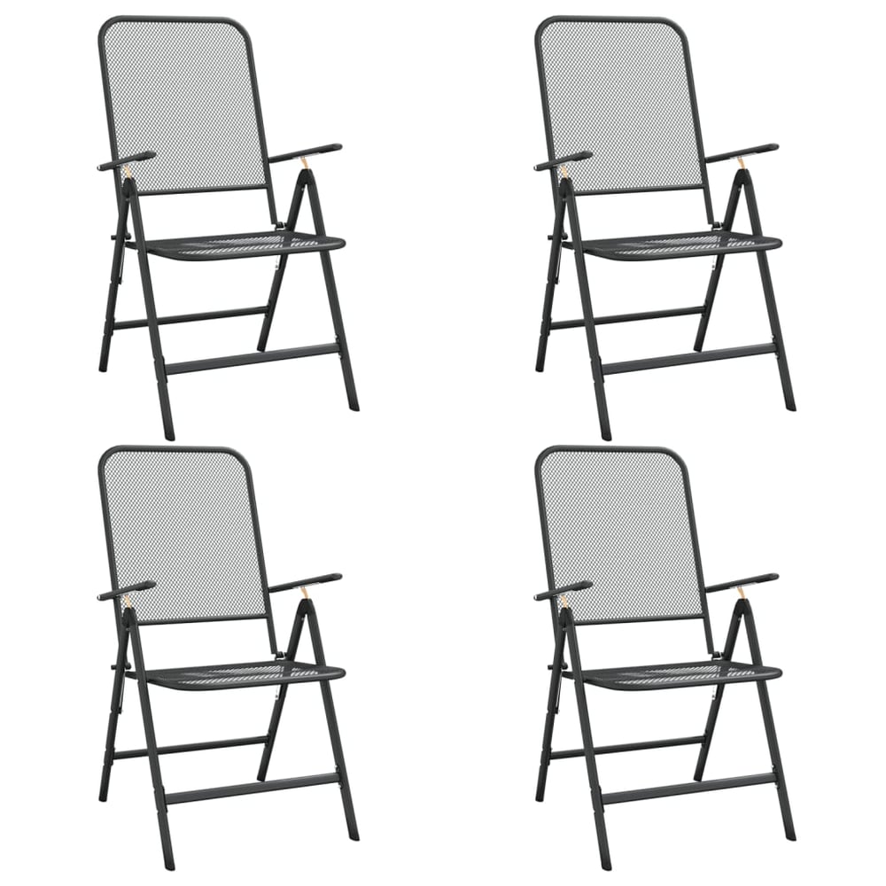 Vidaxl Folding Garden Chairs 4 Pcs Expanded Metal Mesh Anthracite