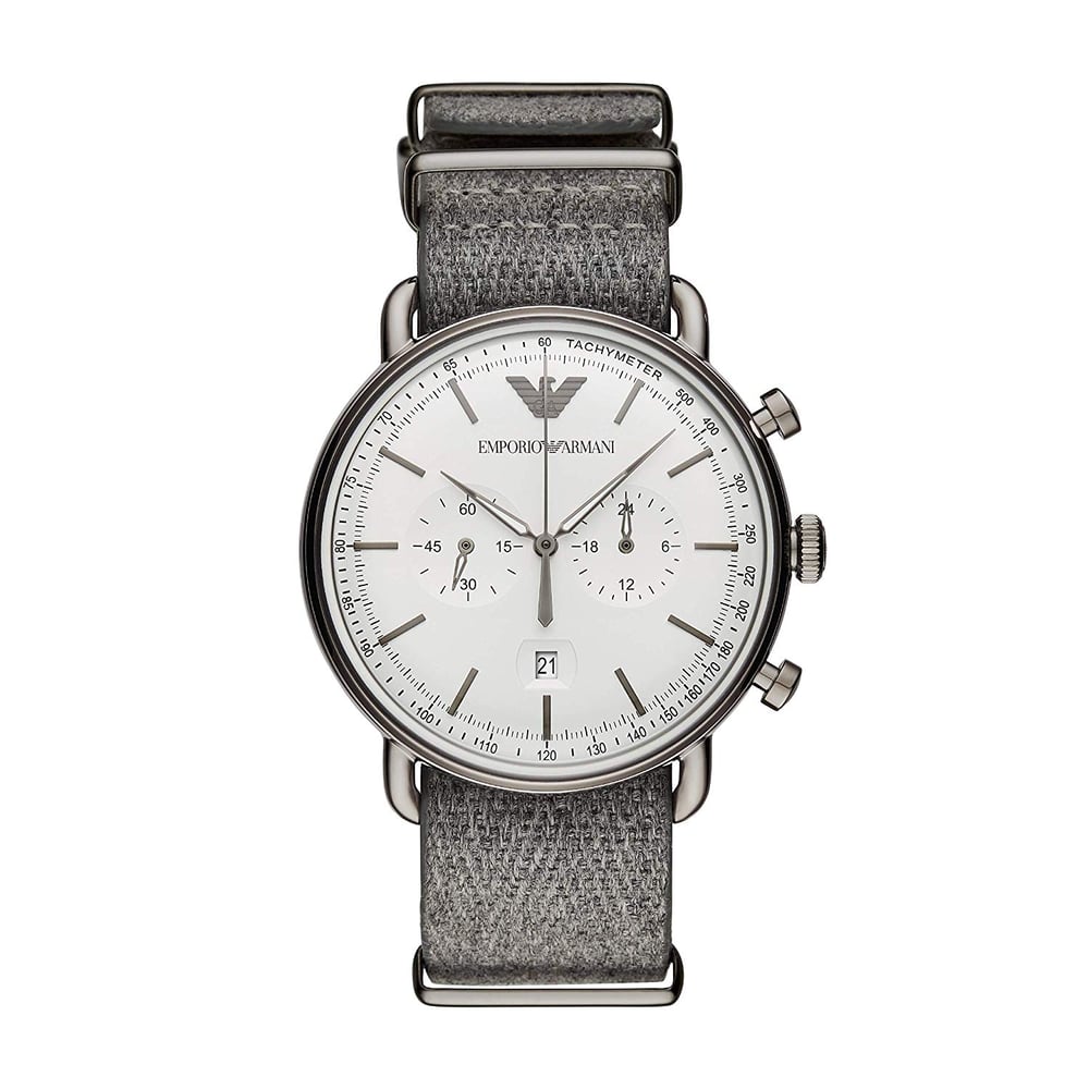 Emporio Armani AR11240 Aviator Grey Fabric Men Watch
