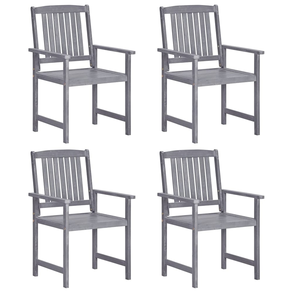 vidaXL Garden Chairs 4 pcs Solid Acacia Wood Grey vidaXL Garden Chairs 4 pcs Solid Acacia Wood Grey