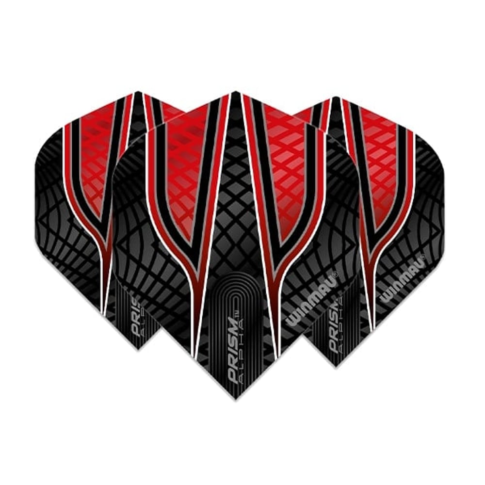 Winmau Prism Alpha Black & Red Dart Flight | 3 Pcs