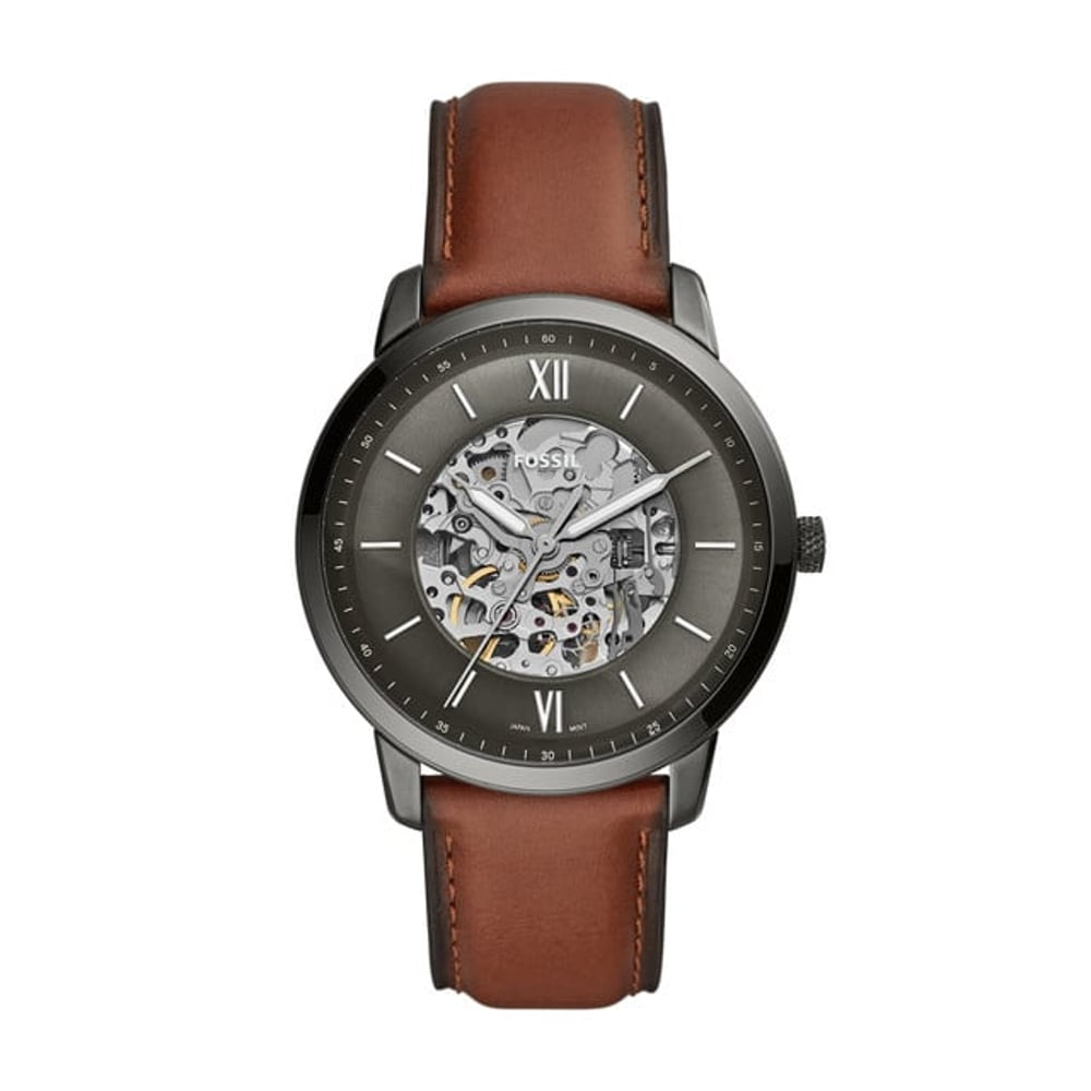 Fossil Men's Automatic Watch, Analog Display And Leather Strap - Me3161