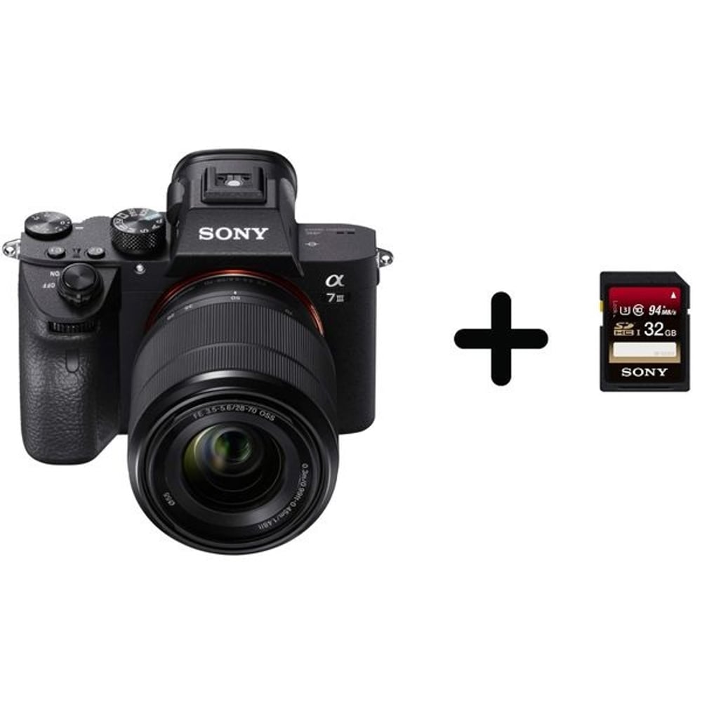 Sony ILCE7M3K Mless Cam BLK W/SEL 28-70 FE Lens+32GB memory card Sony ILCE7M3K Mless Cam BLK W/SEL 28-70 FE Lens+32GB memory card