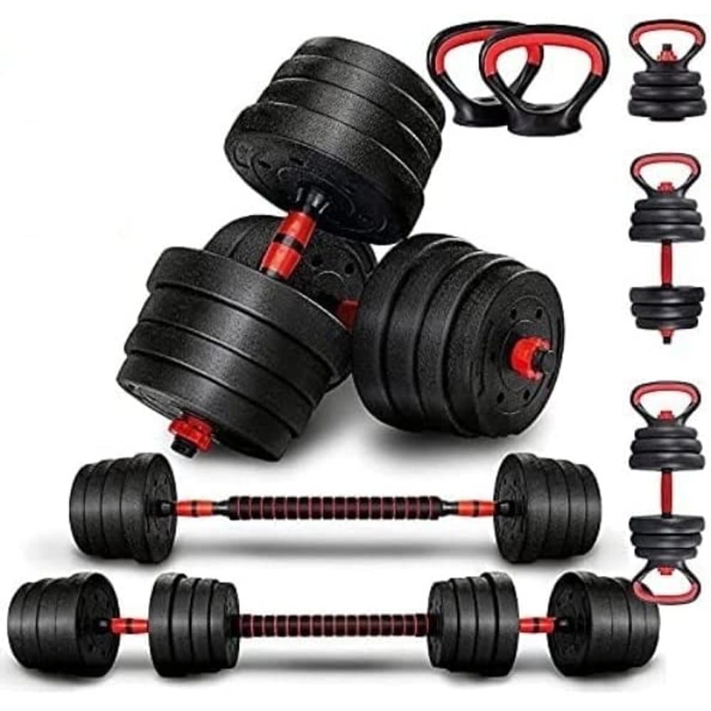 Ultimax Adjustable 7 In 1 Dumbbell Set With Connecting Rod Used As Barbell, Kettlebell And Push-ups-15kgs