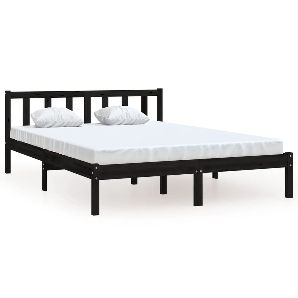 vidaXL Bed Frame Black Solid Pinewood 140x200 cm